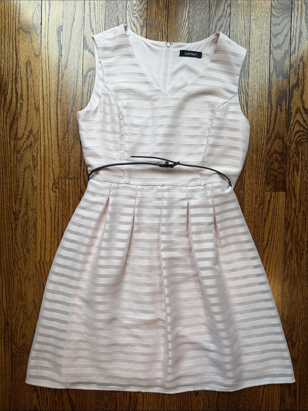 Ellen Tract Blush Pink Striped Sleeveless Fit & Flare Dress